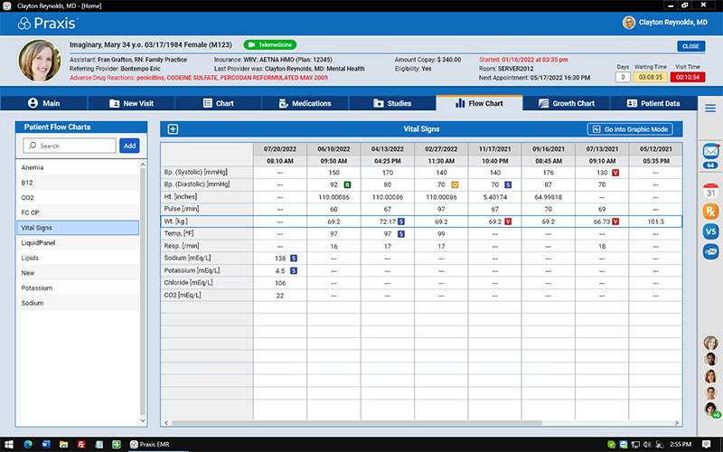 screenshot of Praxis EMR